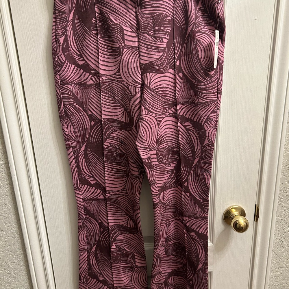 Patterned Pink & Burgundy cropped bootcut by Maeve in funky print